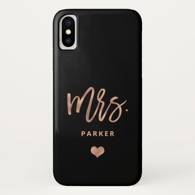 Modern Brush Script Faux Rose Gold | Mrs Case-Mate iPhone Case (Back)