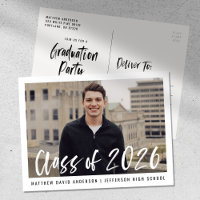 Modern Brush Script Framed Photo Graduation Party