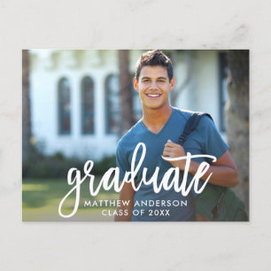 Modern Brush Script Graduation Announcement