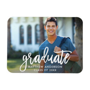 Modern Brush Script Graduation Announcement Magnet