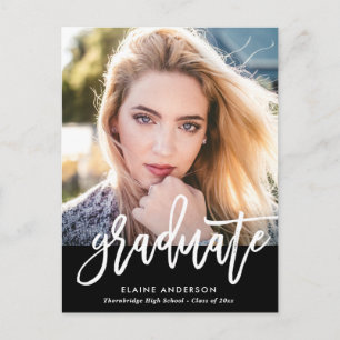 Modern Brush script graduation invitation Postcard