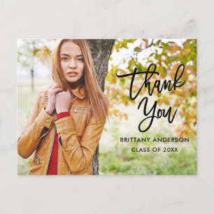 Modern Brush Script Graduation Thank You B Postcard