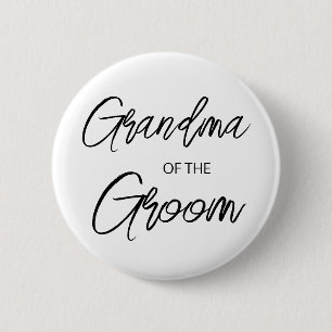 Modern Brush Script Grandma of The Groom Party 6 Cm Round Badge