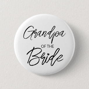 Modern Brush Script Grandpa of The Bride Party 6 Cm Round Badge