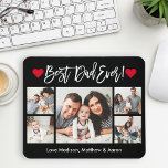 Modern Brush Script Hearts 5 Photos Best Dad Ever Mouse Mat<br><div class="desc">Modern Brush Script Best Dad Ever 5 Photo Mouse Pad with Red Hearts - Black or choose background colour</div>