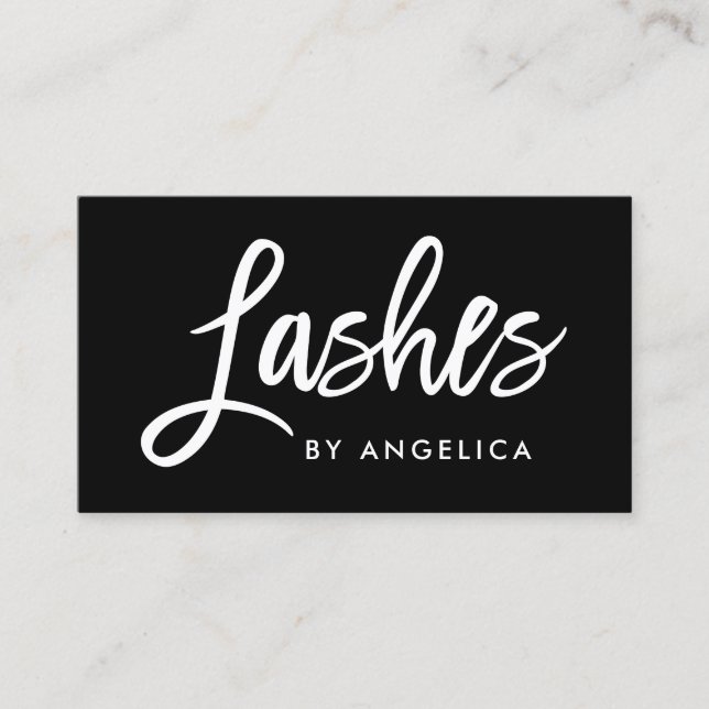 Modern Brush Script Lashes Makeup Artist Business Card (Front)