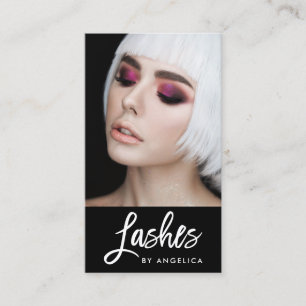 Modern Brush Script Lashes Makeup Artist Photo Business Card