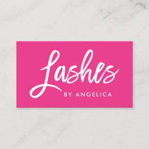 Modern Brush Script Lashes Makeup Artist Pink Business Card