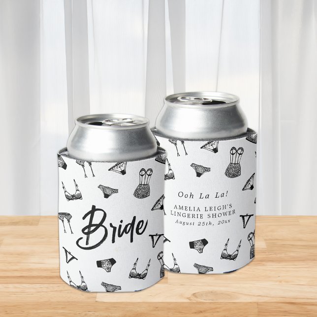 Modern Brush Script Lingerie Bridal Shower Can Cooler (Creator Uploaded)