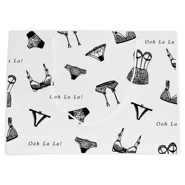 Modern Brush Script Lingerie Bridal Shower Large Gift Bag (Front)