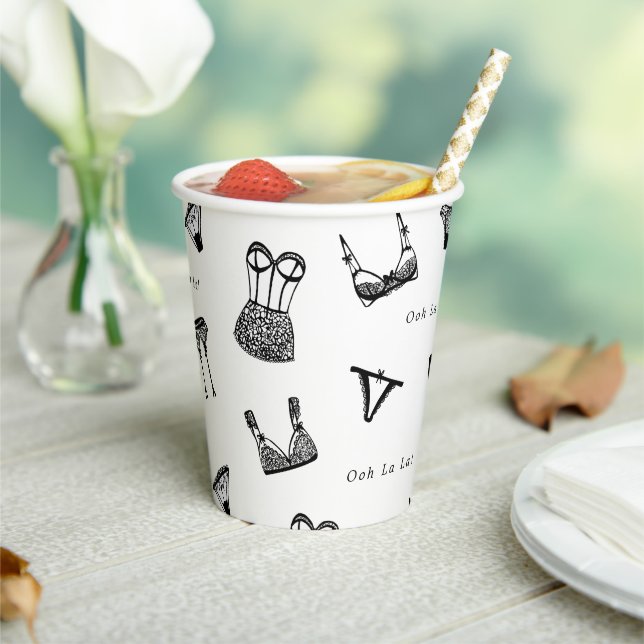Modern Brush Script Lingerie Bridal Shower Paper Cups (Insitu)
