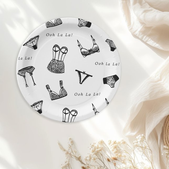Modern Brush Script Lingerie Bridal Shower Paper Plate (Creator Uploaded)
