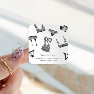 Modern Brush Script Lingerie Bridal Shower Square Sticker