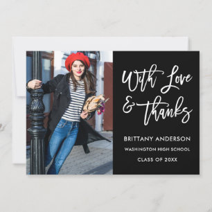 Modern Brush Script Love Thanks Graduation Thank You Card