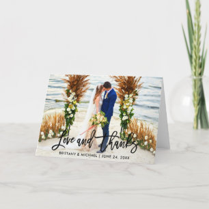 Modern Brush Script Love Thanks Wedding Fold Card