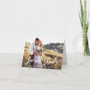 Modern Brush Script Love Thanks   Wedding Note Card