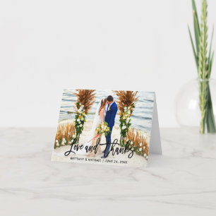 Modern Brush Script Love Thanks Wedding Note Card