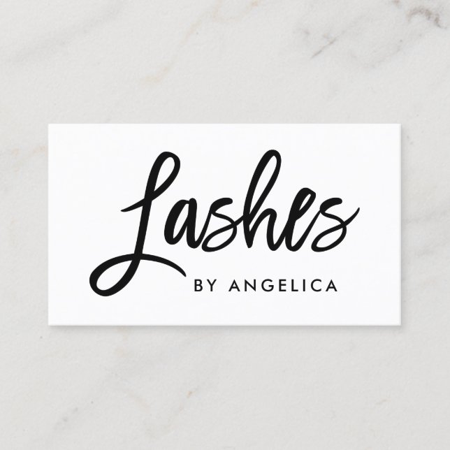 Modern Brush Script Makeup Artist Lashes Business Card (Front)