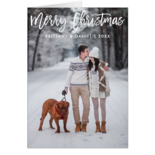 Modern Brush Script Merry Christmas Fold Card