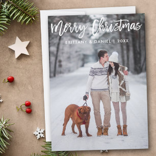 Modern Brush Script Merry Christmas Photo Card