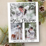 Modern Brush Script Merry Christmas Photo Postcard<br><div class="desc">Modern Brush Script Merry Christmas Photo Postcard</div>