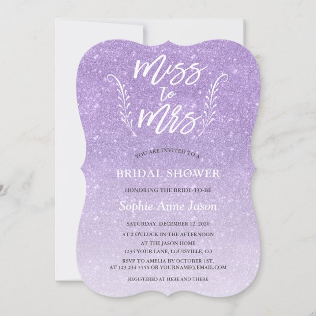 Modern Brush Script Miss To Mrs Bridal Shower Invitation (Front)