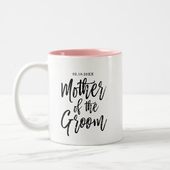 Modern Brush Script Mother of The Groom Two-Tone Coffee Mug (Left)