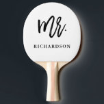 Modern Brush Script | Mr Ping Pong Paddle<br><div class="desc">This stylish ping pong paddle says "Mr." in trendy black script typography on a white background,  and also has a spot for your last name.</div>