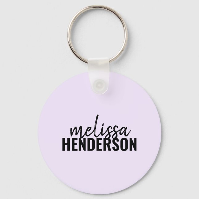 Modern Brush Script Name Simple Key Key Ring (Front)
