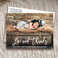 Modern Brush Script New Baby Love and Thanks Wht