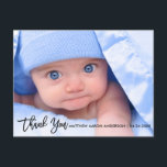 Modern Brush Script New Baby Thank You B Announcement Postcard<br><div class="desc">Modern Black Brush Script New Baby Thank You Postcard</div>