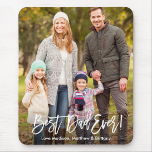 Modern Brush Script Photo Best Dad Ever  Mouse Mat