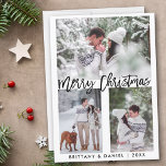 Modern Brush Script Photo Merry Christmas Holiday Card<br><div class="desc">Modern Brush Script Merry Christmas Couple Photo Card</div>