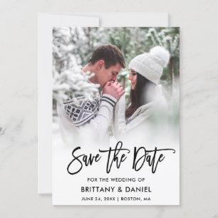 Modern Brush Script Photo Save The Date Card B