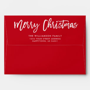 Modern Brush Script Star Merry Christmas Envelope