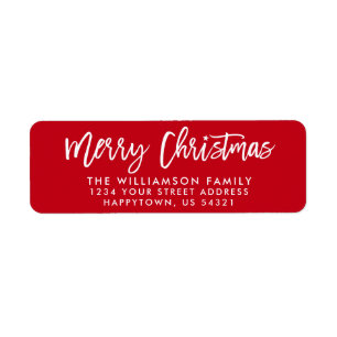 Modern Brush Script Star Merry Christmas Family