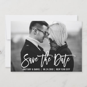 Modern Brush Script Trendy Save The Date Card