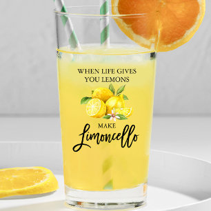 Modern Brush Script Watercolor Lemons Limoncello Glass