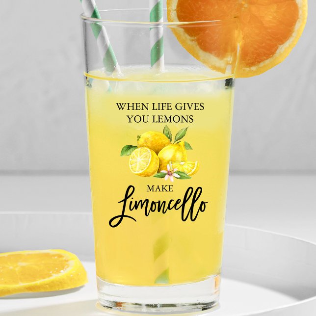 Modern Brush Script Watercolor Lemons Limoncello Glass (Limoncello Glass)