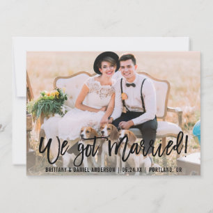 Modern Brush Script We Got Married Photo Announcement