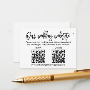 Modern Brush Script Wedding 2 QR RSVP Details Enclosure Card