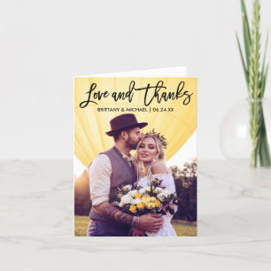 Modern Brush Script Wedding Love Thanks Note Card