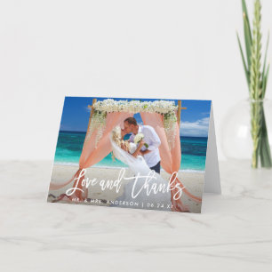Modern Brush Script Wedding Love Thanks Wht Fold Card