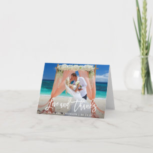 Modern Brush Script Wedding Love Thanks Wht Note Card