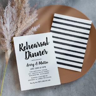 Modern Brush Script Wedding Rehearsal Dinner Invitation