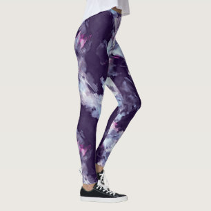 Modern brush stroke blue and purple Leggings