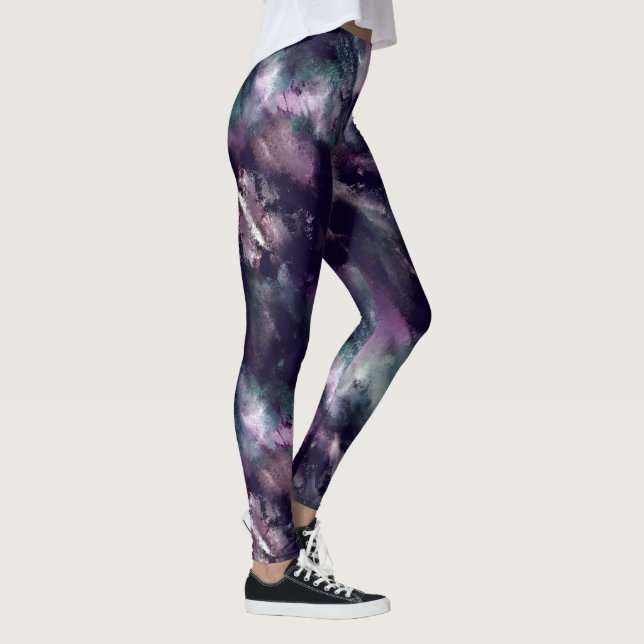 Modern brush stroke blue and purple Leggings (Right)