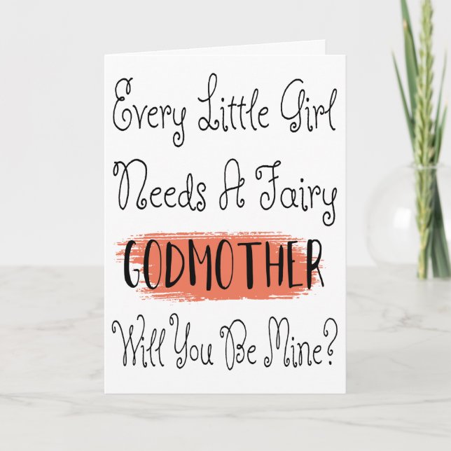 Modern Brush Stroke Godmother Photo Proposal Card (Front)