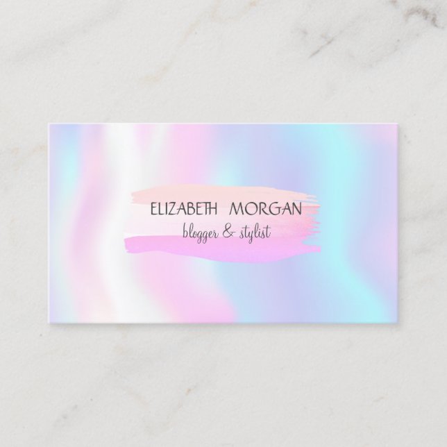 Modern Brush Stroke,Holographic Business Card (Front)