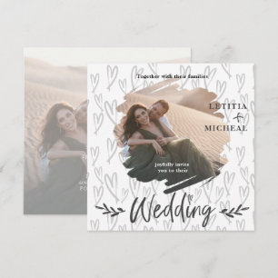 Modern Brush Stroke Photo Wedding Invitation